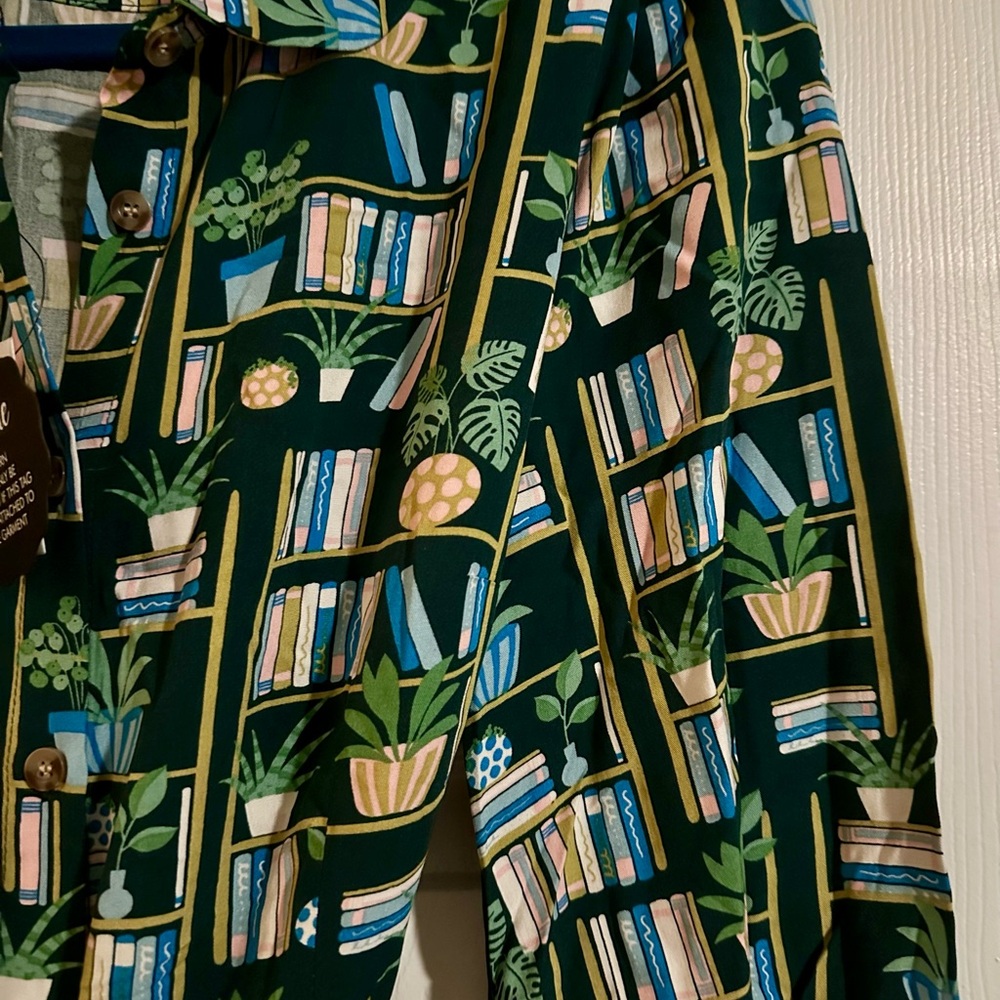 Joanie Clothing Green Plant Book Dress - teacher dress!